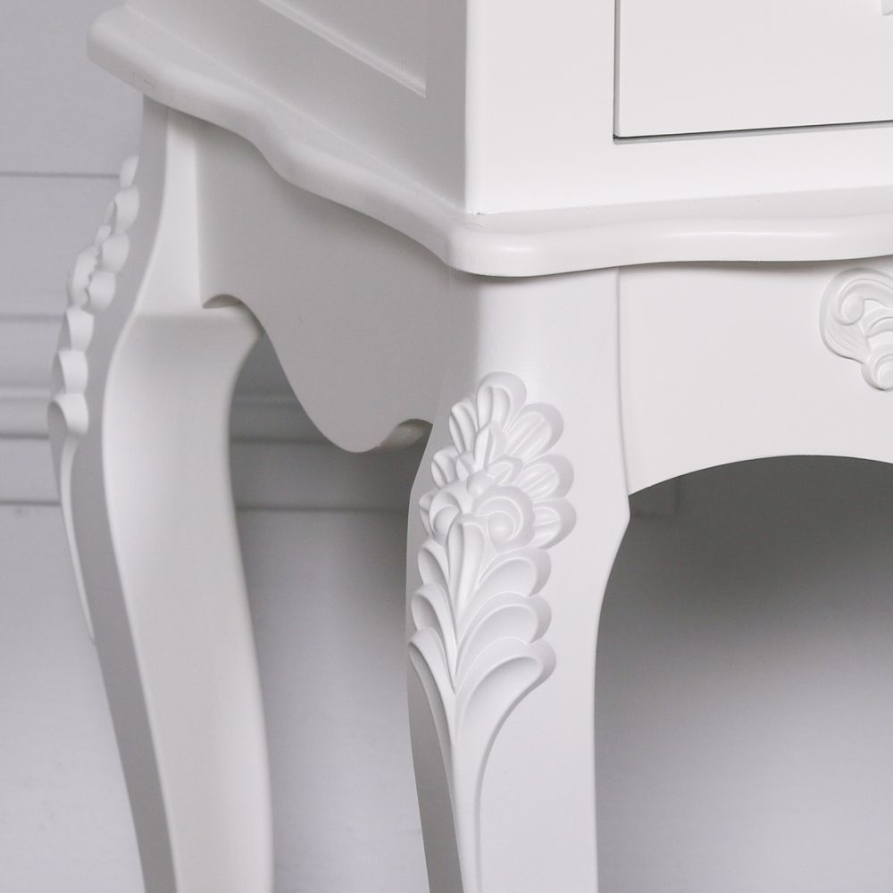 Product photograph of French Style White Bedside Table from Choice Furniture Superstore.