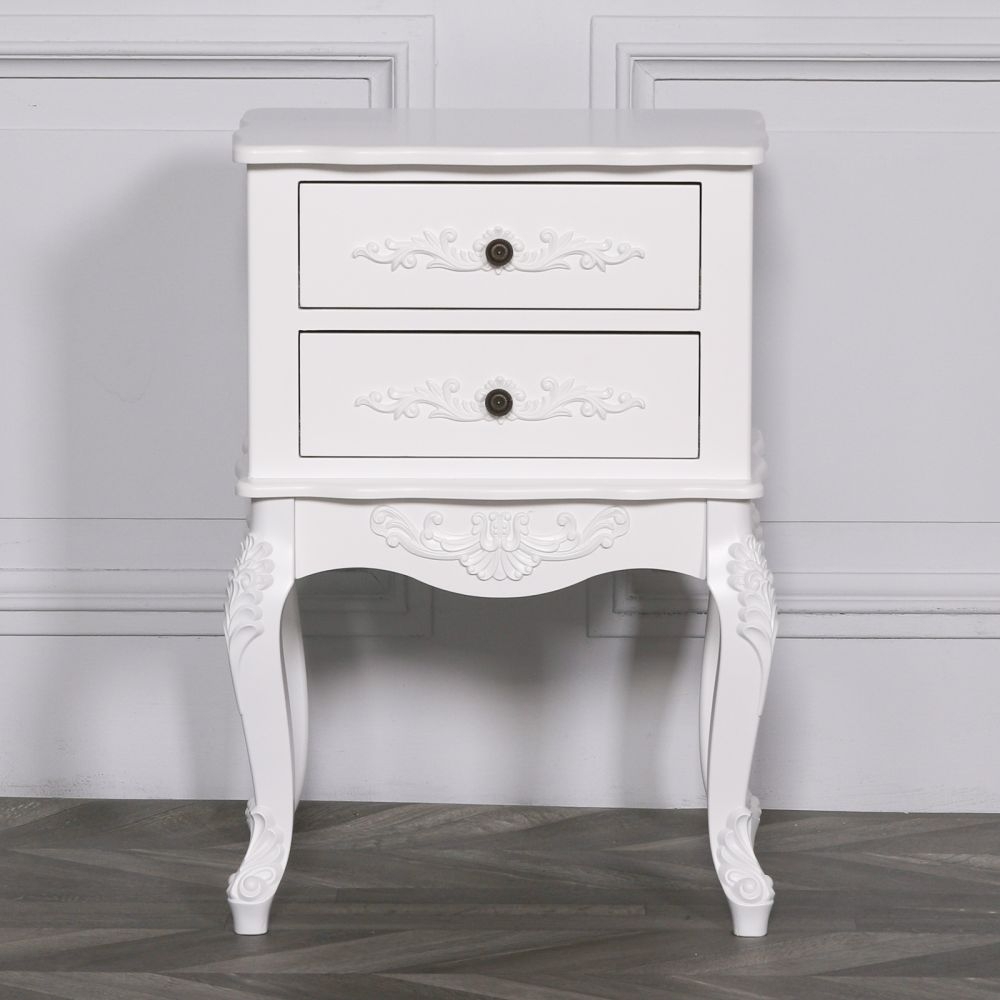 Product photograph of French Style White Bedside Table from Choice Furniture Superstore.