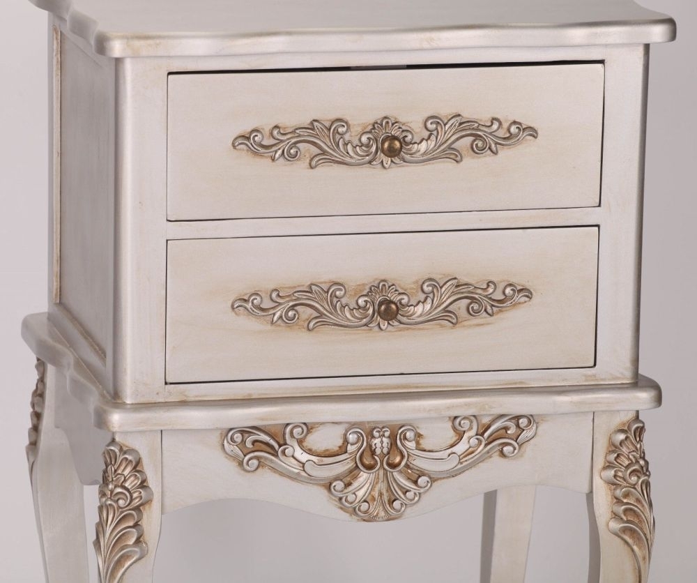 Product photograph of French Style Antique Silver Bedside Table from Choice Furniture Superstore.