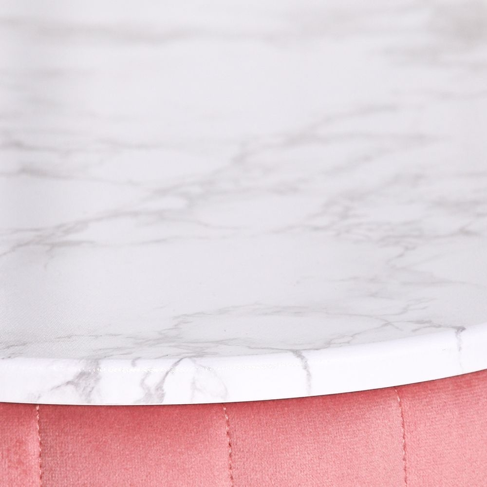 Product photograph of Pink Velvet Upholstered Pink And White Dressing Table With Marble Effect Top from Choice Furniture Superstore.