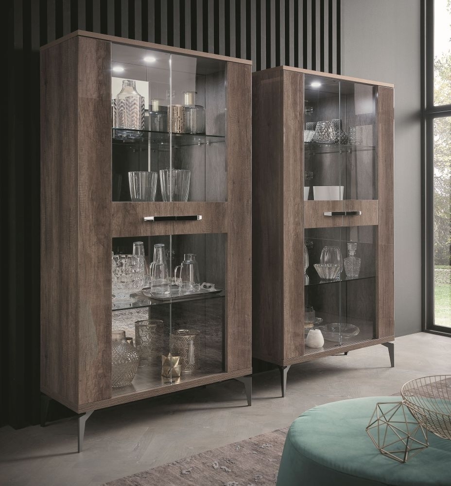 Product photograph of Alf Italia Matera Wood Grain Gloss 2 Door Vitrine from Choice Furniture Superstore.