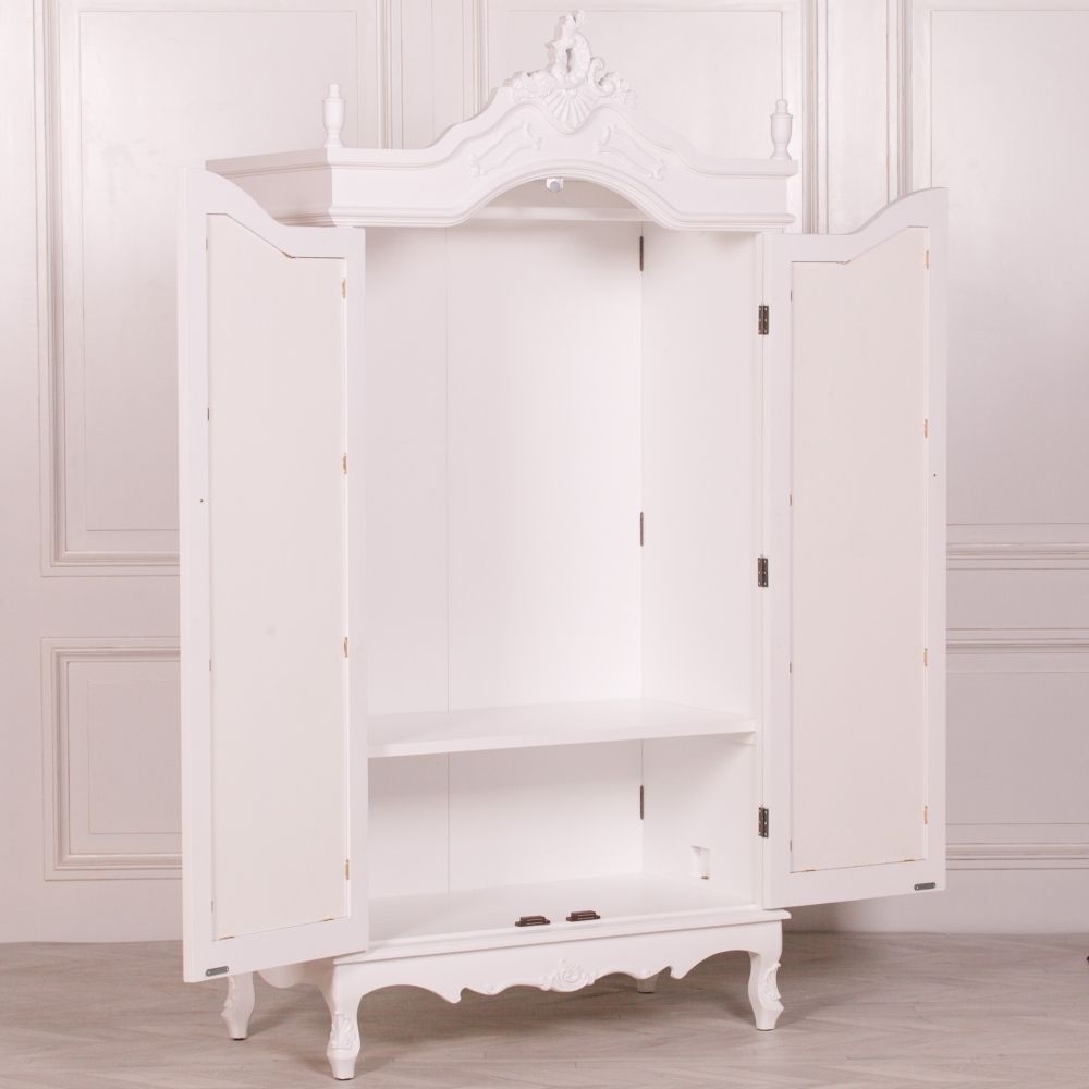 Product photograph of French Style White Mirror Armoire Wardrobe - 2 Door from Choice Furniture Superstore.