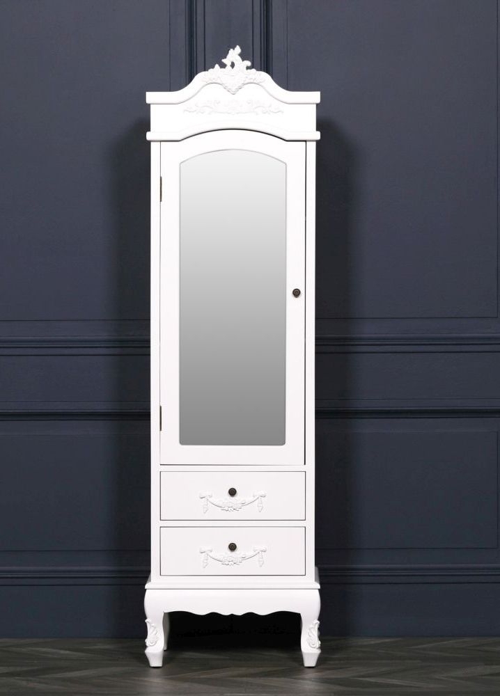 Product photograph of French Style White Armoire Combi Wardrobe - 1 Door 2 Drawer from Choice Furniture Superstore.