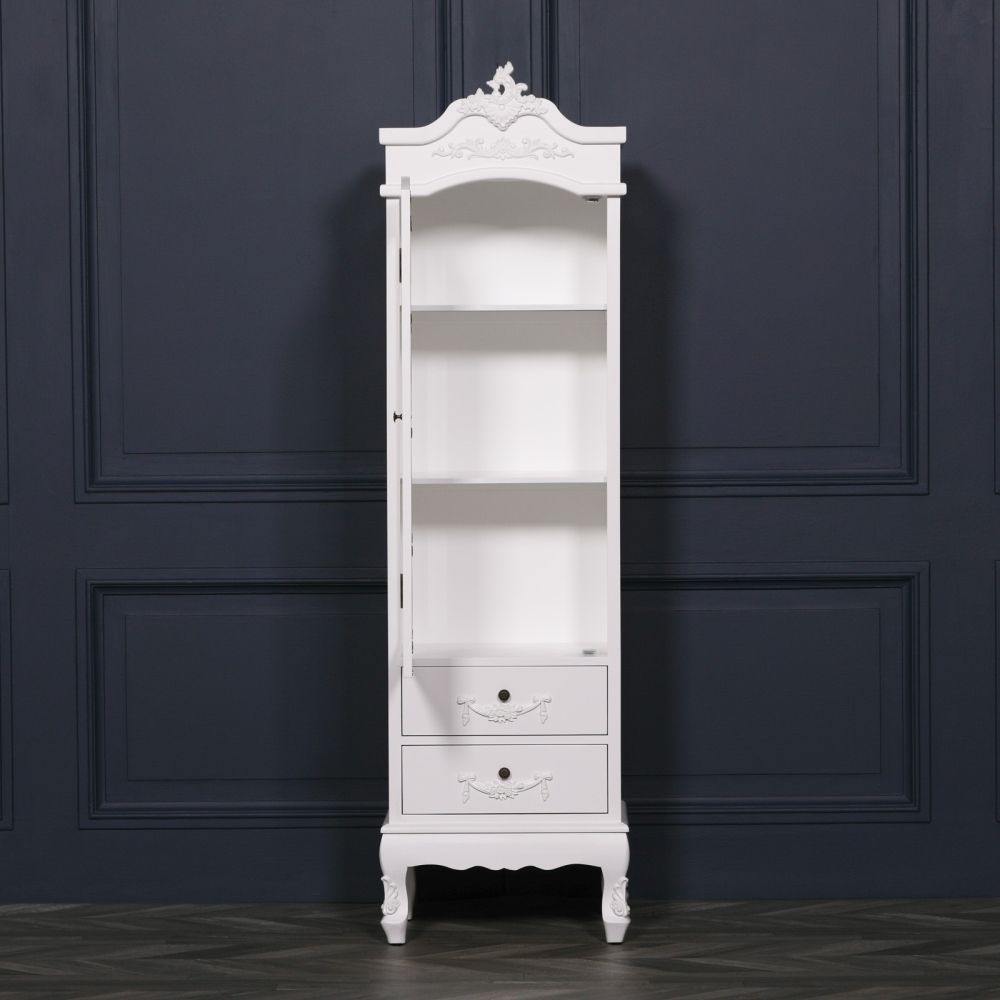 Product photograph of French Style White Armoire Combi Wardrobe - 1 Door 2 Drawer from Choice Furniture Superstore.
