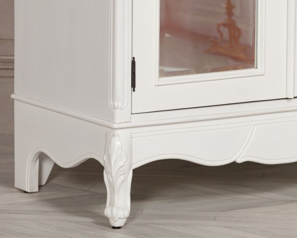 Product photograph of French Style Carved White Mirror Armoire Wardrobe - 2 Door from Choice Furniture Superstore.