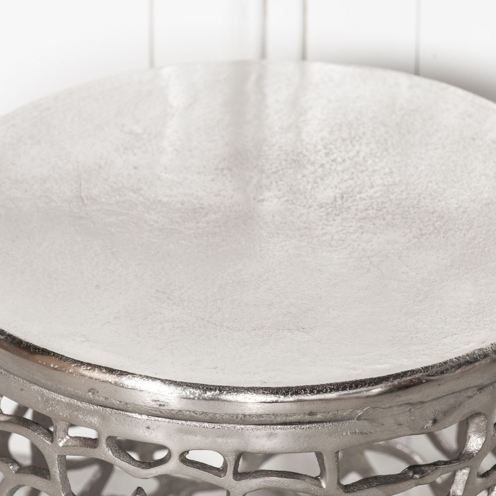 Product photograph of Aluminium Fretwork Round Side Table from Choice Furniture Superstore.