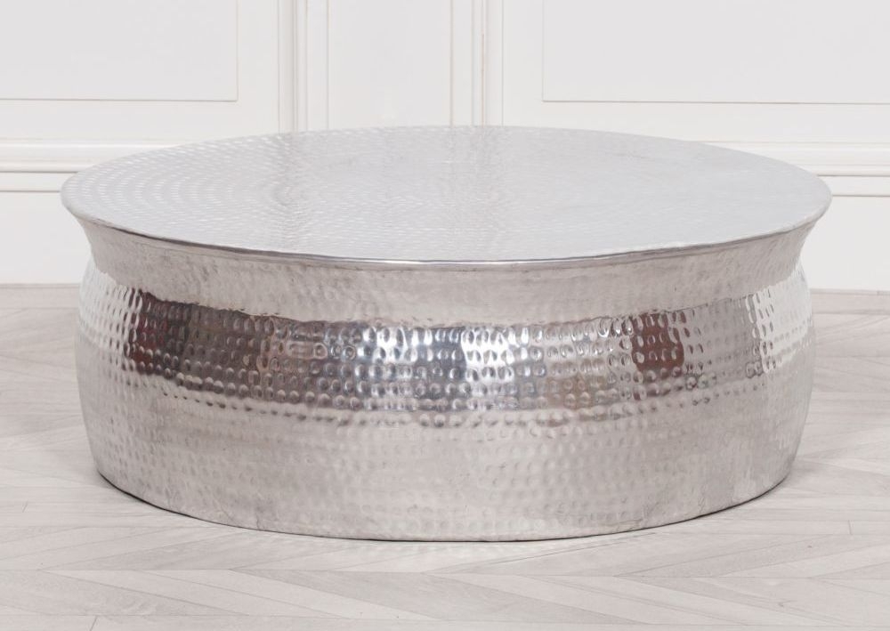 Product photograph of Aluminium Hammered Round Coffee Table from Choice Furniture Superstore.