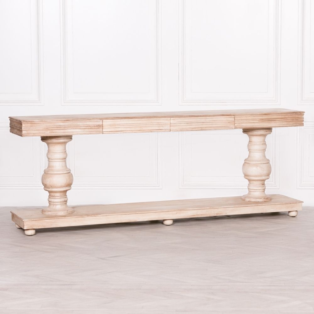 Product photograph of Mango Wood 2 Drawer Large Console Table from Choice Furniture Superstore.