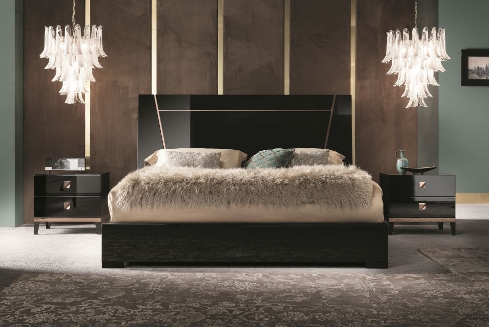 Product photograph of Alf Italia Mont Noir Black High Gloss Bed from Choice Furniture Superstore.