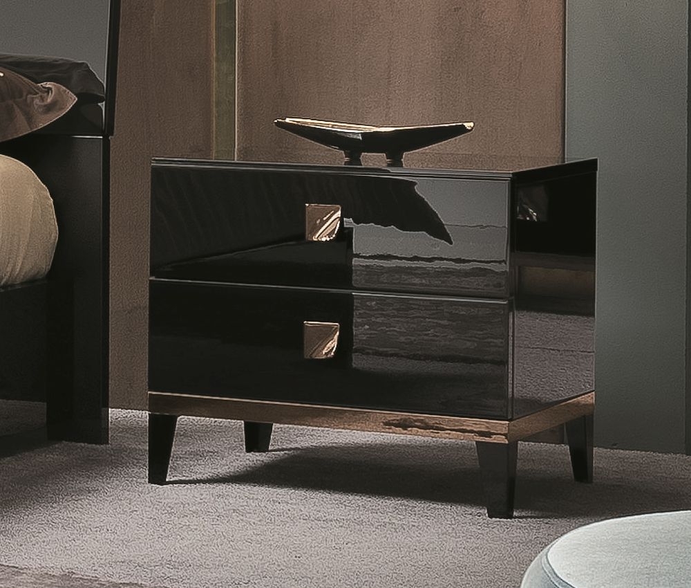 Product photograph of Alf Italia Mont Noir Black High Gloss Night Stand from Choice Furniture Superstore.