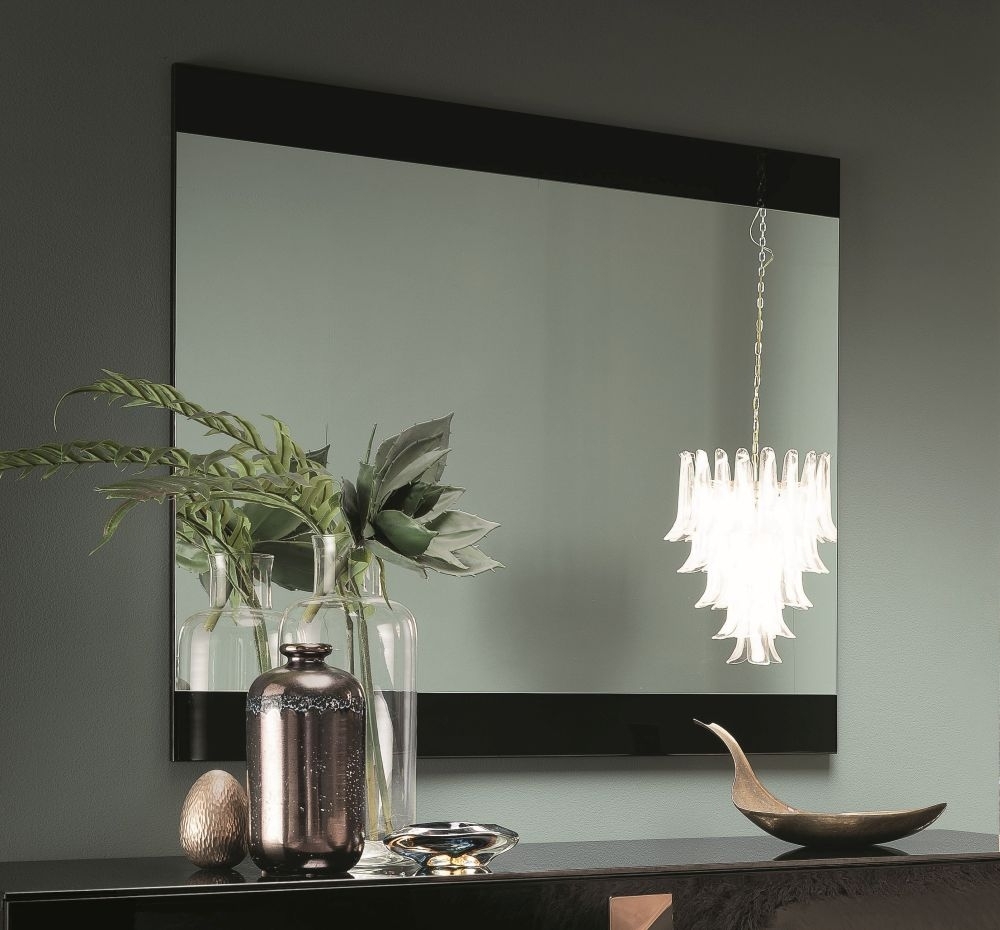 Product photograph of Alf Italia Mont Noir Black High Gloss Bedroom Mirror from Choice Furniture Superstore.