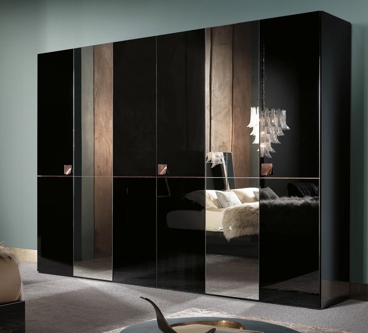 Product photograph of Alf Italia Mont Noir Black High Gloss Wardrobe from Choice Furniture Superstore.