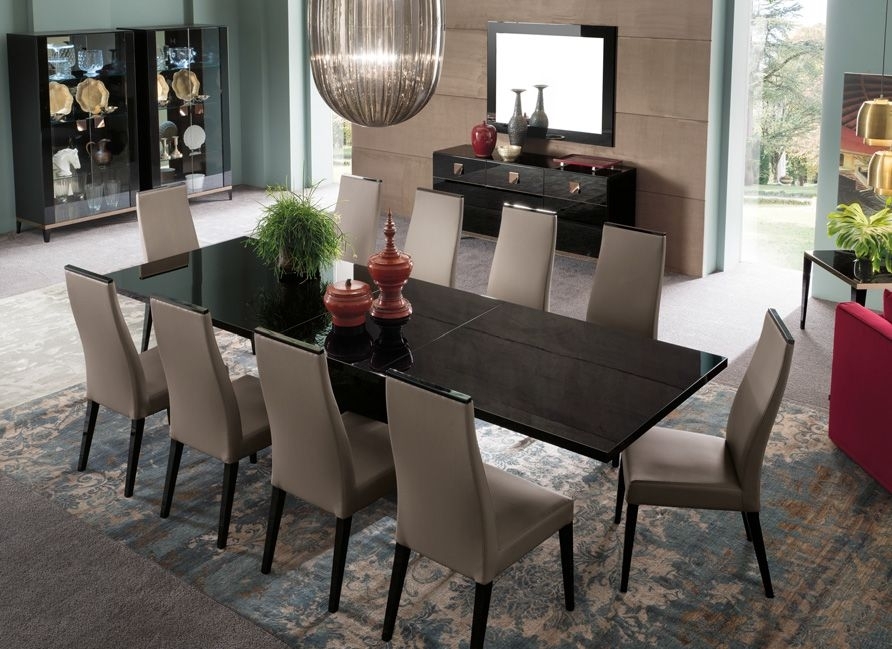 Product photograph of Alf Italia Mont Noir Black High Gloss Large Extending Dining Table from Choice Furniture Superstore.