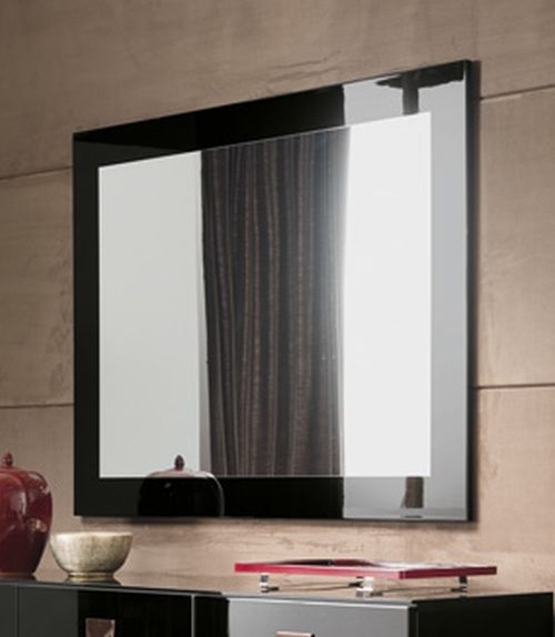 Product photograph of Alf Italia Mont Noir Black High Gloss Wall Mirror from Choice Furniture Superstore.