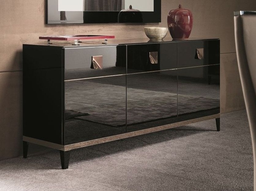 Product photograph of Alf Italia Mont Noir Black High Gloss 3 Door Buffet Sideboard from Choice Furniture Superstore.