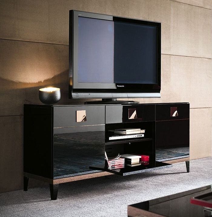 Product photograph of Alf Italia Mont Noir Black High Gloss Tv Unit from Choice Furniture Superstore.