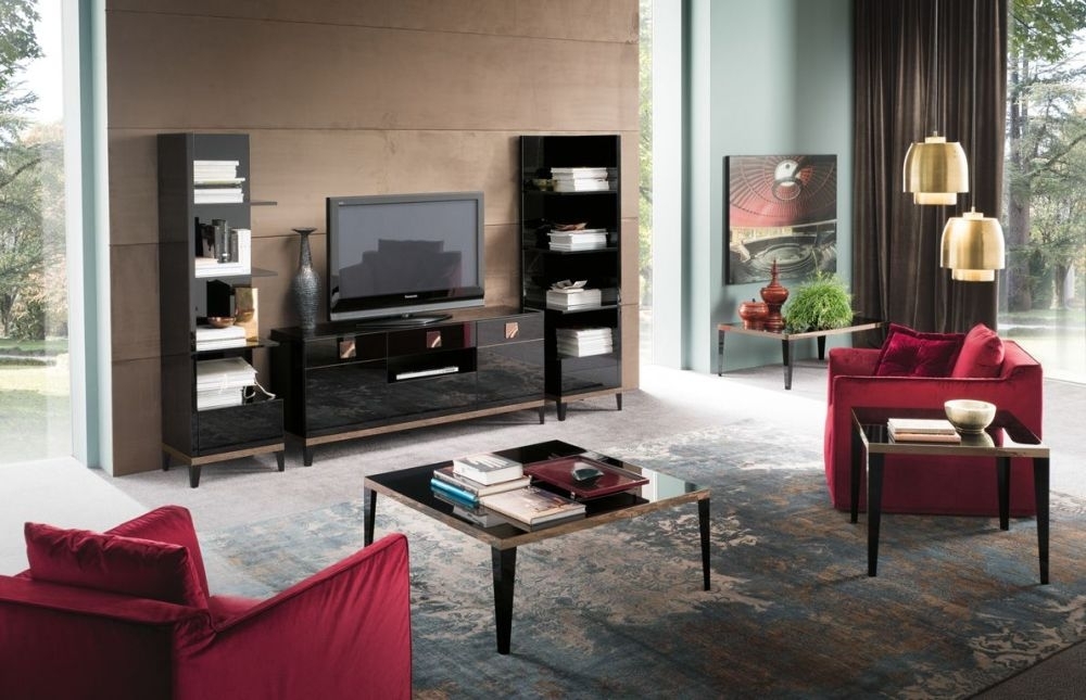 Product photograph of Alf Italia Mont Noir Black High Gloss Bookcase - Right from Choice Furniture Superstore.