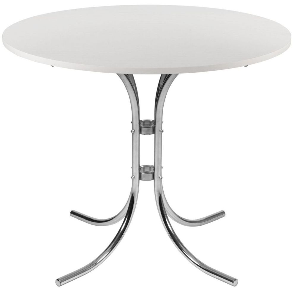 Product photograph of Teknik Round Bistro Table With Chrome Legs - Comes In Oak And White Options from Choice Furniture Superstore.