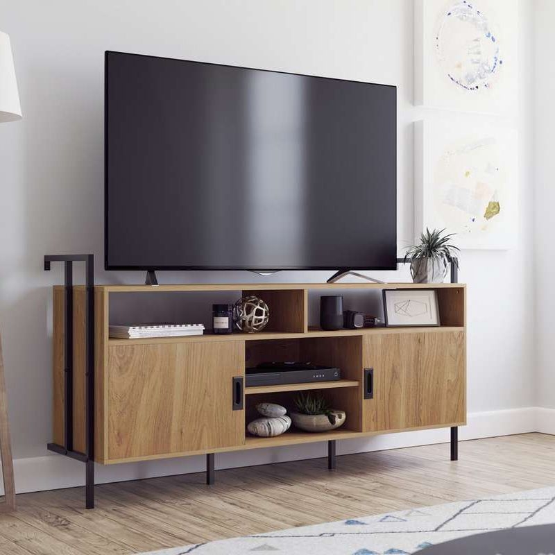 Product photograph of Teknik Hythe Wall Serene Walnut Mounted Credenza Tv Stand from Choice Furniture Superstore.