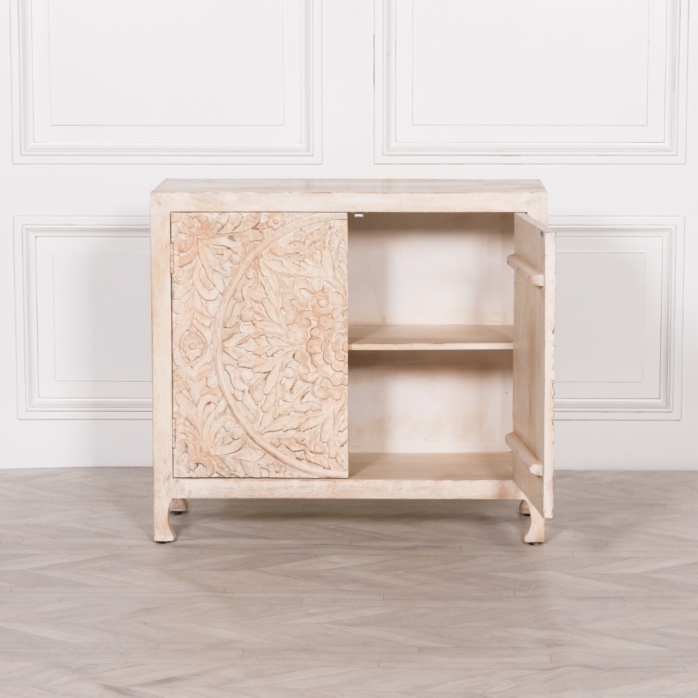 Product photograph of Ornate Mango Wooden 2 Door Cupboard from Choice Furniture Superstore.