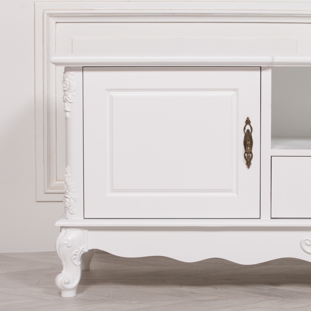 Product photograph of French Antique White 2 Door Tv Unit from Choice Furniture Superstore.