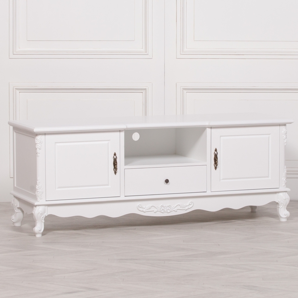 Product photograph of French Antique White 2 Door Tv Unit from Choice Furniture Superstore.