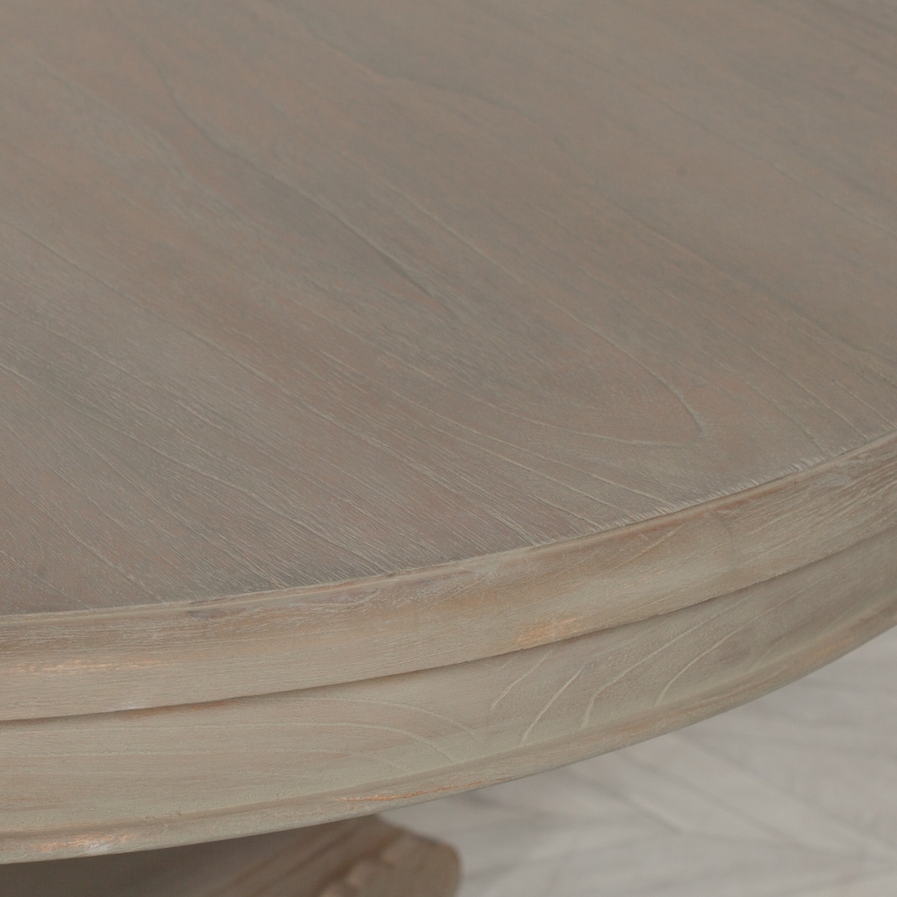 Product photograph of Rustic White Cedar 6 To 8 Seater Round Pedestal Dining Table - 150cm from Choice Furniture Superstore.