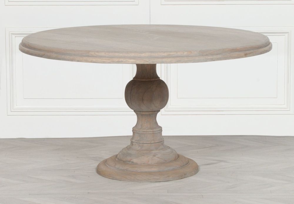Product photograph of Rustic White Cedar 4 To 6 Seater Round Pedestal Dining Table - 120cm from Choice Furniture Superstore.