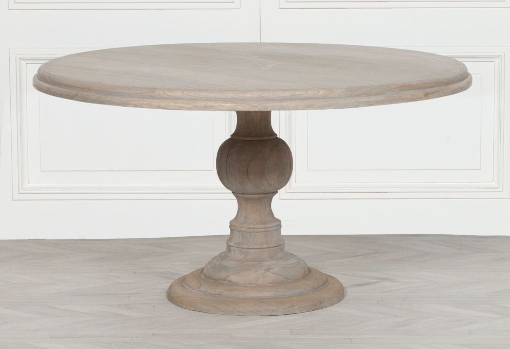 Product photograph of Rustic White Cedar 6 To 8 Seater Round Pedestal Dining Table - 147cm from Choice Furniture Superstore.