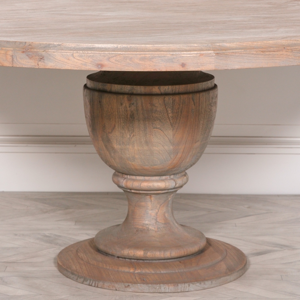 Product photograph of Rustic White Cedar 6 Seater Round Pedestal Dining Table - 162cm from Choice Furniture Superstore.