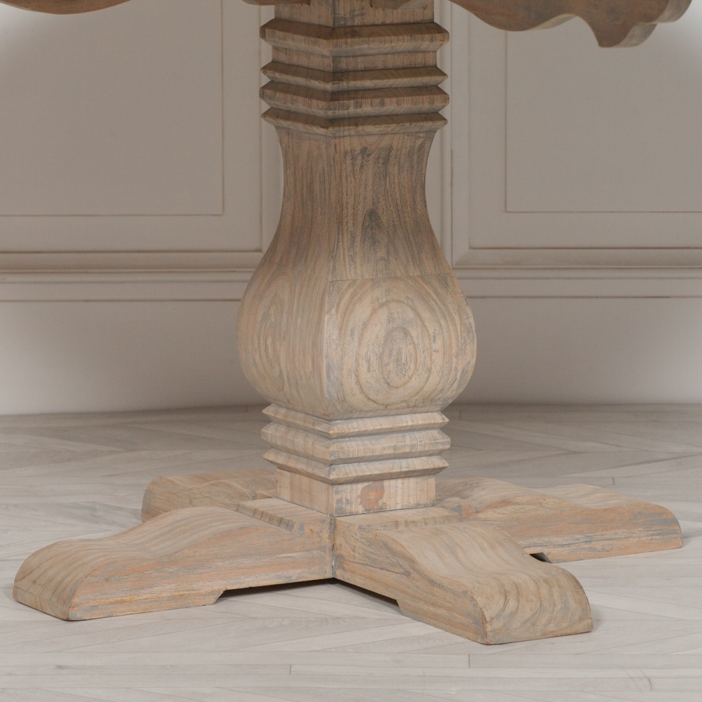 Product photograph of Rustic White Cedar 6 To 8 Seater Round Pedestal Dining Table - 151cm from Choice Furniture Superstore.