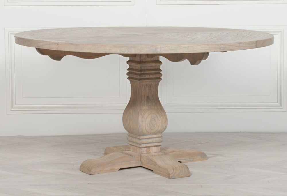 Product photograph of Rustic White Cedar 6 To 8 Seater Round Pedestal Dining Table - 151cm from Choice Furniture Superstore.