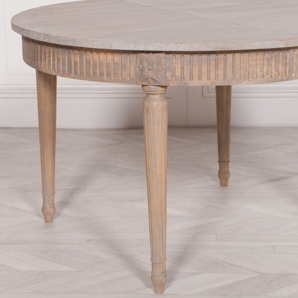 Product photograph of Rustic White Cedar Oval 4 Seater Large Extending Dining Table from Choice Furniture Superstore.