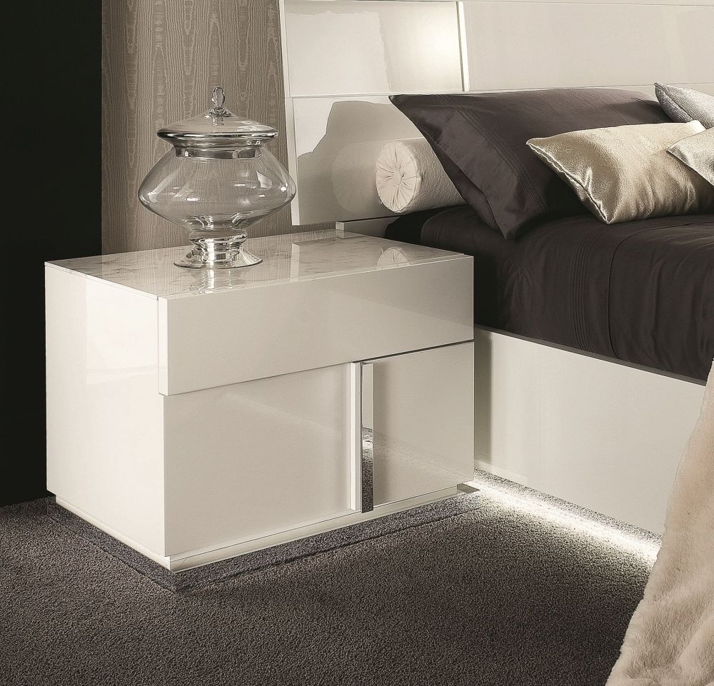 Product photograph of Canova White High Gloss Night Stand - Right from Choice Furniture Superstore.
