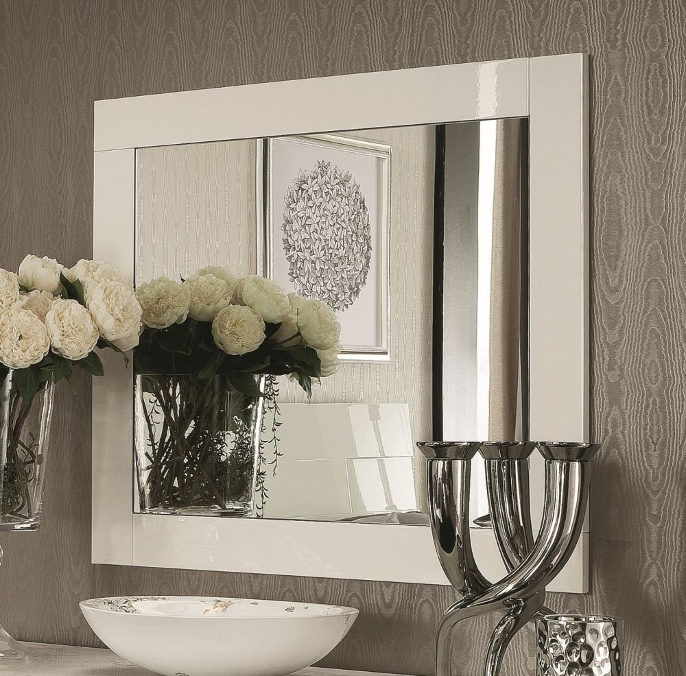 Product photograph of Alf Italia Canova White Gloss Wall Mirror from Choice Furniture Superstore.