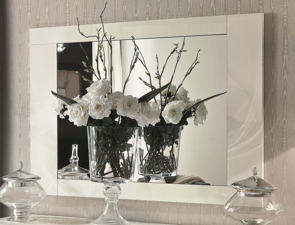 Product photograph of Alf Italia Canova White High Gloss Wall Mirror from Choice Furniture Superstore.