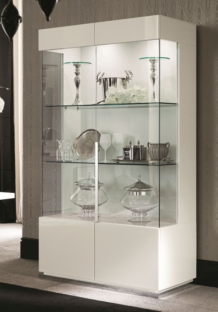 Product photograph of Alf Italia Canova White High Gloss 2 Door Curio Cabinet from Choice Furniture Superstore.