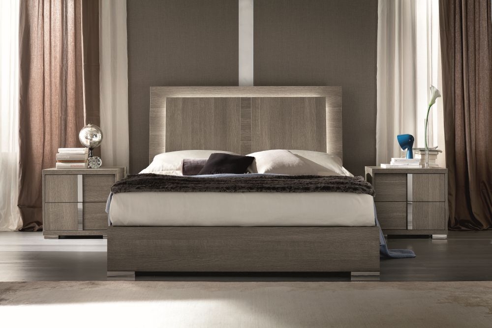 Product photograph of Tivoli Grey Wooden Bed With Led Light- Comes In King And Queen Size Options from Choice Furniture Superstore.