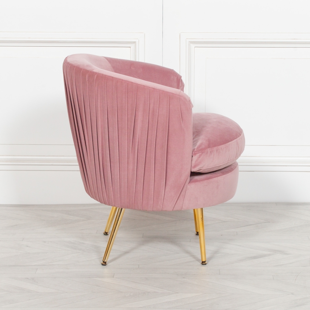 Product photograph of Pink Pleated Velvet Tub Chair from Choice Furniture Superstore.