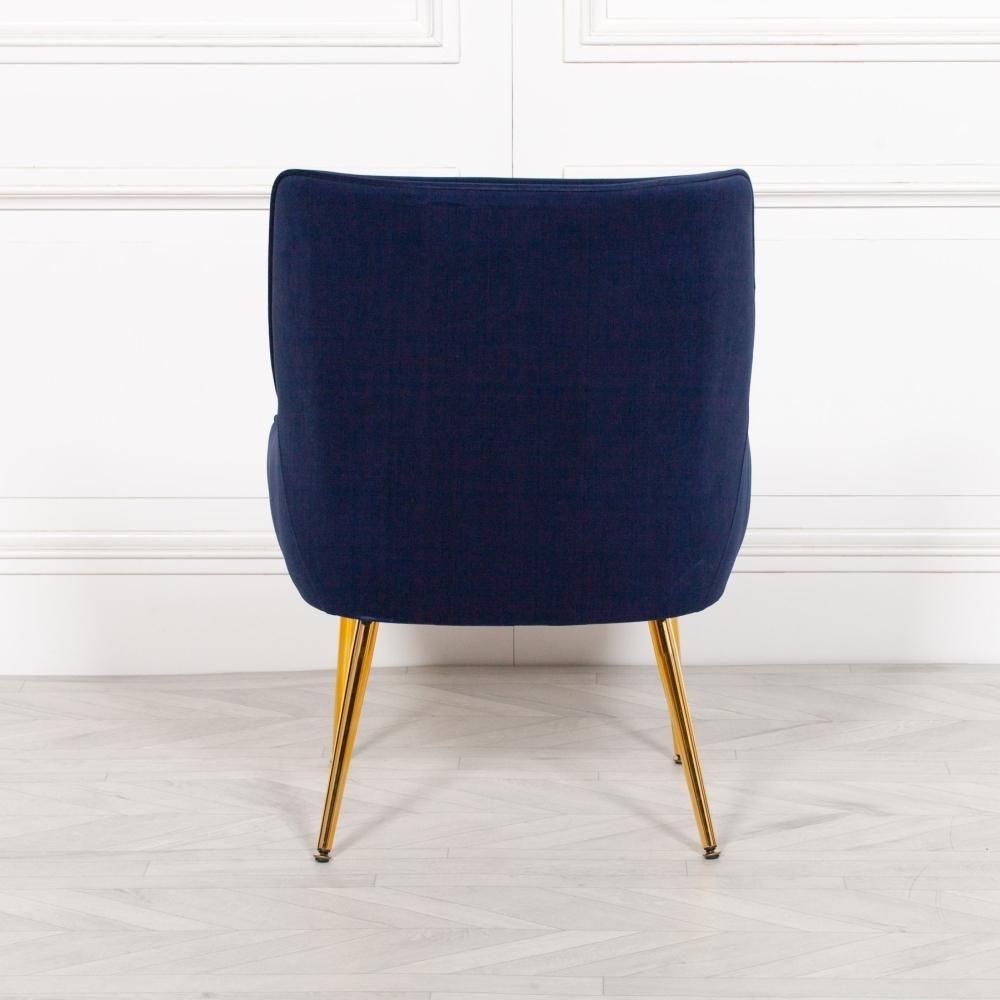 Product photograph of Blue Velvet Chair With Golden Legs from Choice Furniture Superstore.