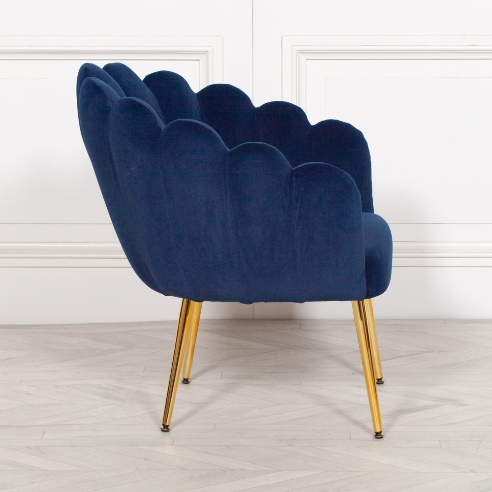 Product photograph of Deco Blue Velvet Scalloped Chair from Choice Furniture Superstore.