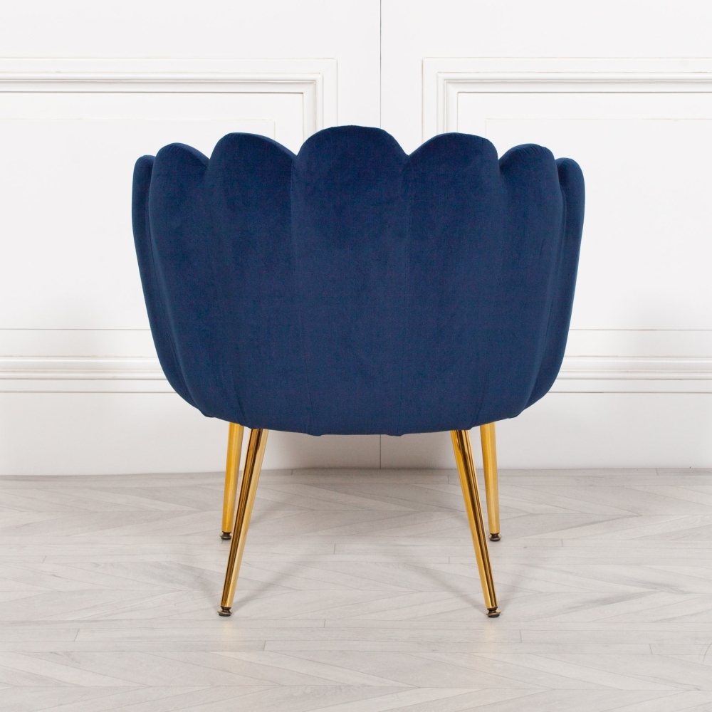 Product photograph of Deco Blue Velvet Scalloped Chair from Choice Furniture Superstore.