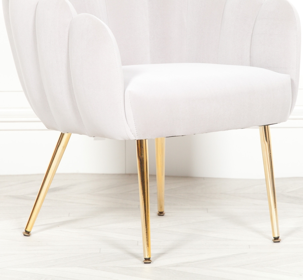 Product photograph of Arriba Light Grey Velvet Scalloped Chair from Choice Furniture Superstore.