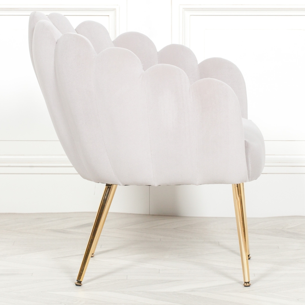 Product photograph of Arriba Light Grey Velvet Scalloped Chair from Choice Furniture Superstore.