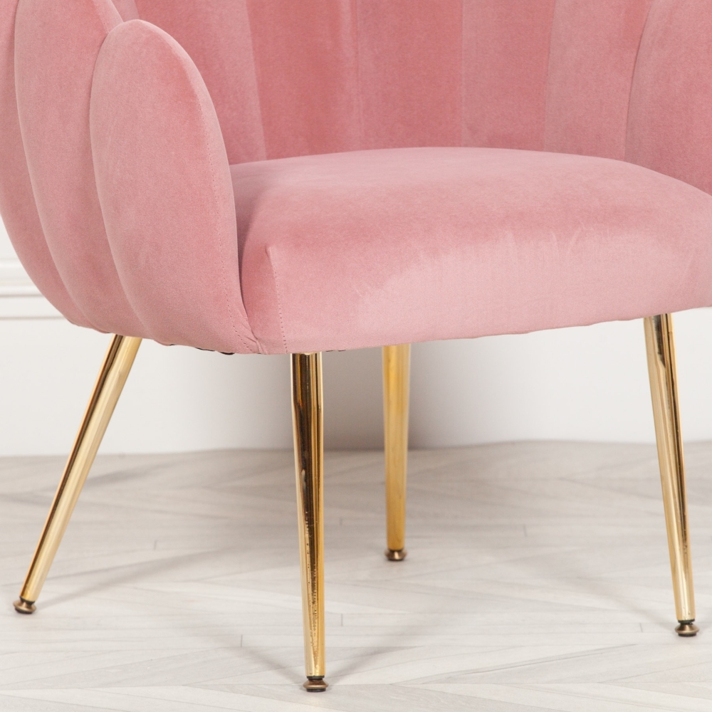 Product photograph of Deco Pink Velvet Scalloped Chair from Choice Furniture Superstore.