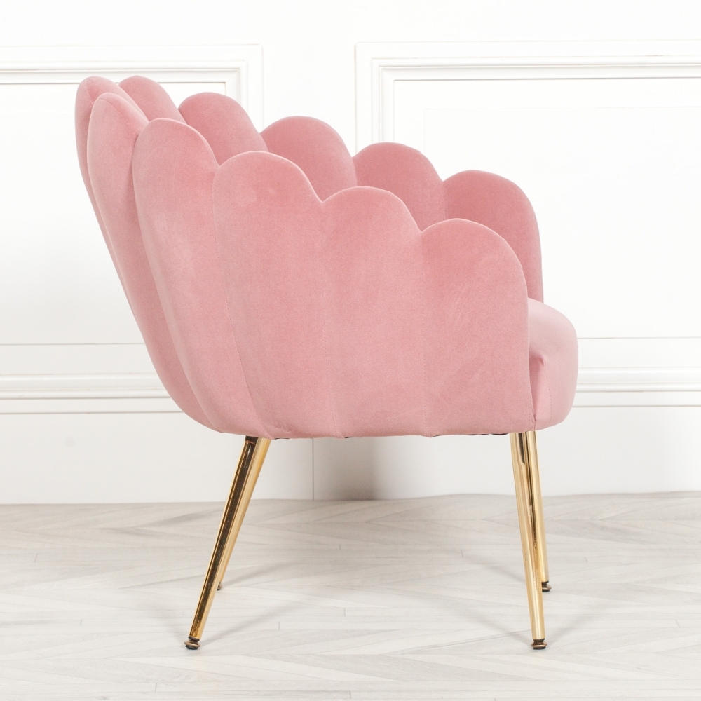 Product photograph of Deco Pink Velvet Scalloped Chair from Choice Furniture Superstore.