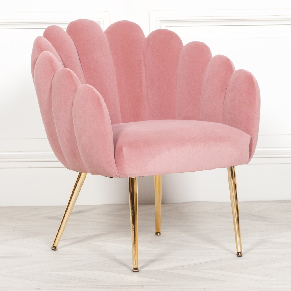 Product photograph of Deco Pink Velvet Scalloped Chair from Choice Furniture Superstore.