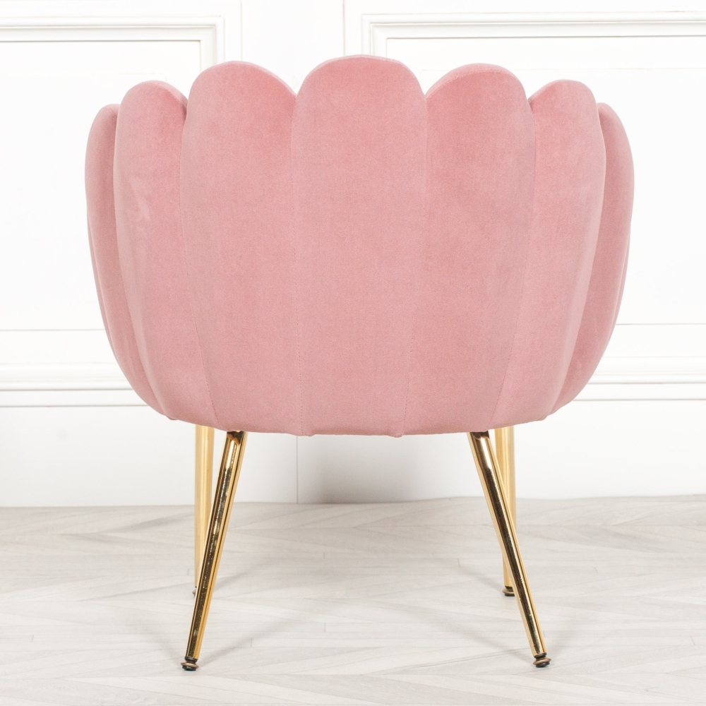 Product photograph of Deco Pink Velvet Scalloped Chair from Choice Furniture Superstore.