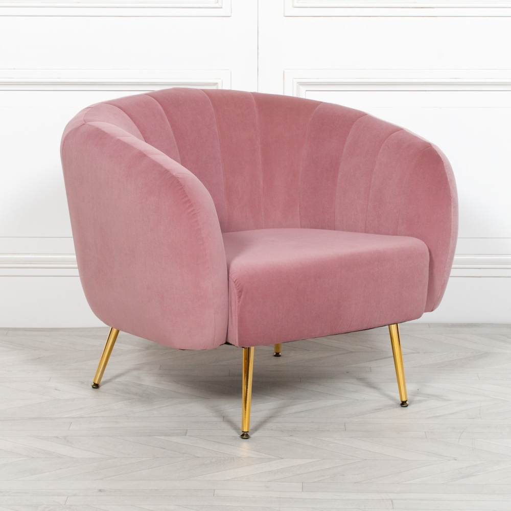 Product photograph of Pink Velvet Tub Chair from Choice Furniture Superstore.