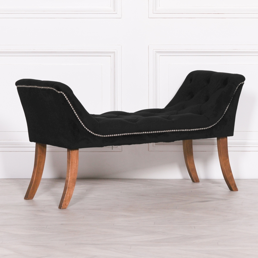 Product photograph of Black Velvet Bench from Choice Furniture Superstore.